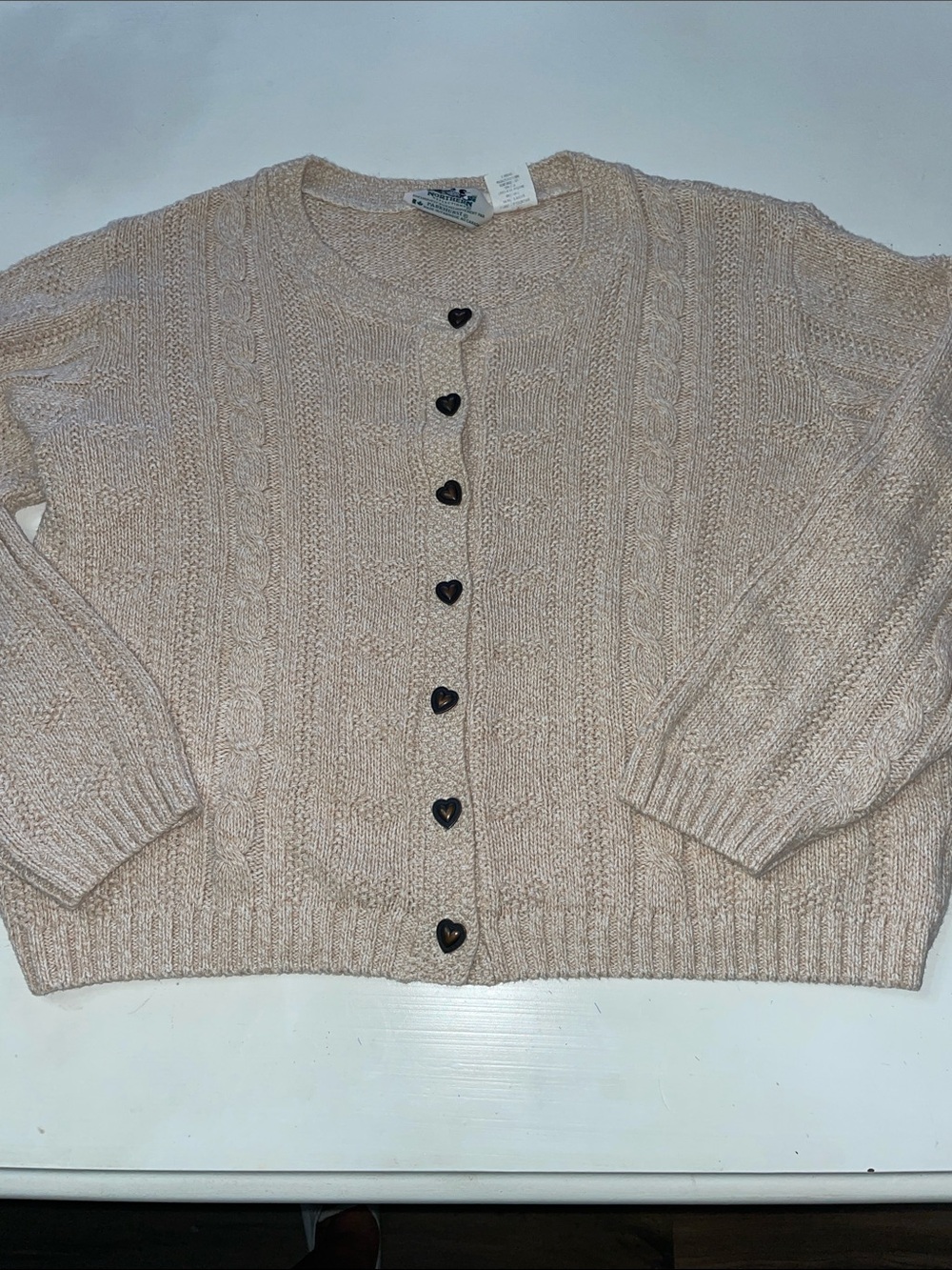 Vintage Northern Reflections cable knit ivory cardigan size medium
